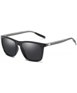 Rectangular STEELEMENT.Men's Polarized Sunglasses Rectangular Driving Sunglasses For Men/Women - Black - C518W5MGWZW $14.21