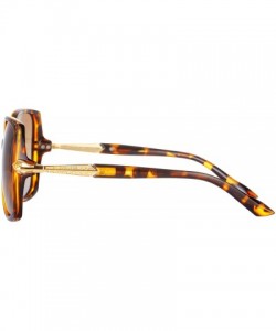 Oversized Polarized Sunlgasses Womens Mens Square Frame Mirrored Lens - Tortoiseshell - CY18GYHDDOU $8.22