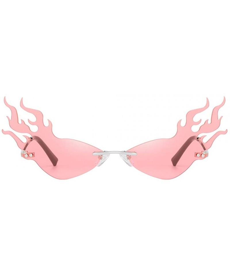 Wayfarer Man Women Irregular Flame Shape Sunglasses Vintage Cool Funny Sunglasses - Pink - CM196DK0AC7 $6.94