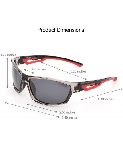 Sport Polarized Sports Sunglasses for Baseball Running Cycling Fishing Golf - Grey Frame Grey Lemses - CS18E7LNNX5 $8.42