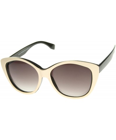 Cat Eye Women's High Fashion Two-Toned Tinted Lens Oversize Cat Eye Sunglasses 55mm - Black-gold / Lavender - C312I21SNC7 $8.98