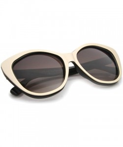 Cat Eye Women's High Fashion Two-Toned Tinted Lens Oversize Cat Eye Sunglasses 55mm - Black-gold / Lavender - C312I21SNC7 $8.98