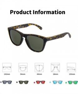 Square Polarized Classic Sport Sunglasses for Men Rubber finish Mirrored Lens UV400 JX5440 - Rubber Tortoise/ G15 Green - CI1...