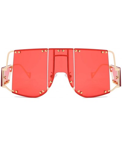 Aviator Retro Big UV400 Sunglasses Oversized Frame Design Sun Glasses For Women Female 2131 - Red - C018A9ZTTOI $7.74