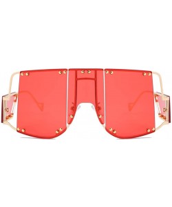 Aviator Retro Big UV400 Sunglasses Oversized Frame Design Sun Glasses For Women Female 2131 - Red - C018A9ZTTOI $7.74