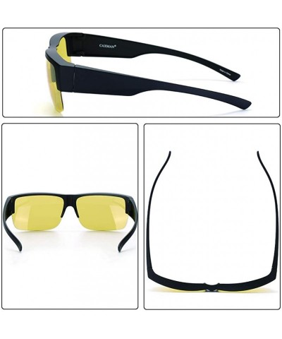 Rectangular Night Driving Glasses HD Night Vision Fit Over Prescription Glasses Polarized - CV18A4MWT3D $8.47