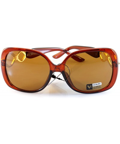 Rectangular Luxury Chic Rhinestone Metal Cross-Cut Temple Square Sunglasses A049 - Brown/ Brown Smoke - C9187OG4NU3 $12.76