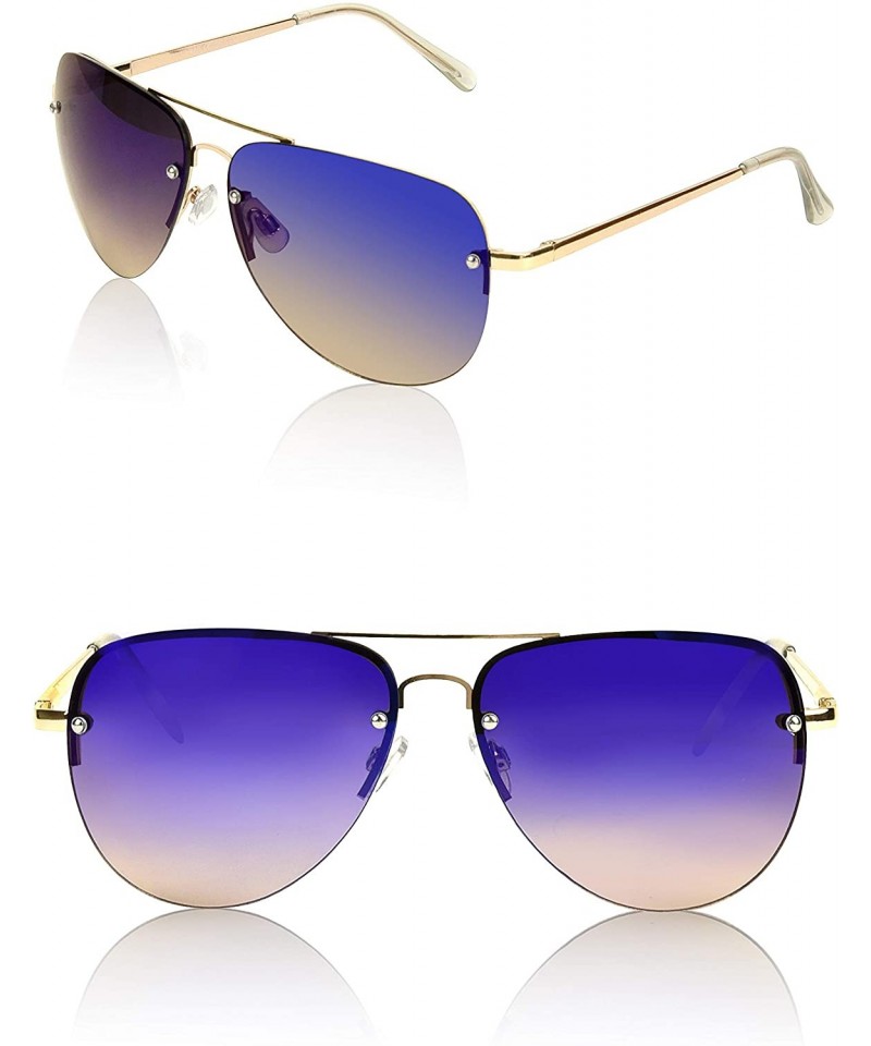 Aviator Sunglasses For Women And Men Big Half Rimmed Glasses UV400