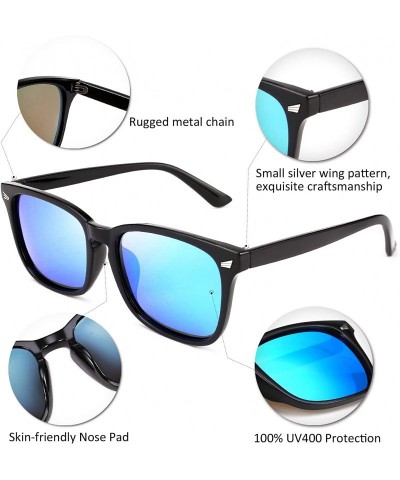 Square Square Horn Polarized Sunglasses Colorful Sunglasses for Men and Women B2568 - 02 Blue - CJ19607EG00 $14.24