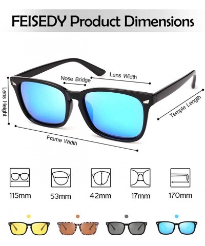 Square Square Horn Polarized Sunglasses Colorful Sunglasses for Men and Women B2568 - 02 Blue - CJ19607EG00 $14.24