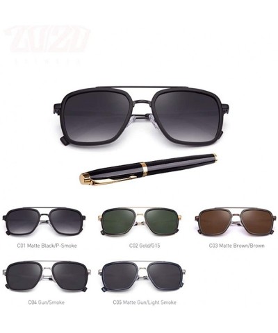 Aviator 20/20 Brand Design Polarized Sunglasses Men Driving Printing C01BlackP-Smoke - C01blackp-smoke - C818XAKGUWT $22.65