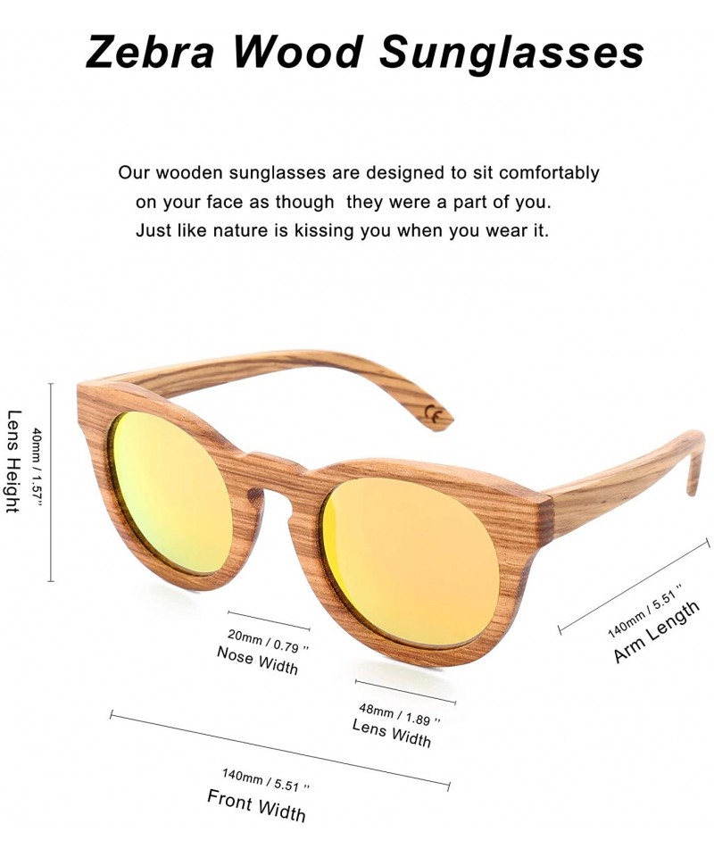 Polarized Round Sunglasses for Women Handmade Walnut Wood Glasses
