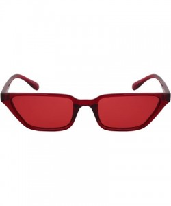 Square Retro Inspired Trapezoidal Women Sunglasses w/Flat Lens 34161-FLAP - Clear Red Frame/Red Lens - CM18GUM9GKE $9.62