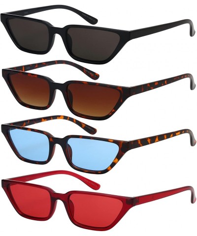 Square Retro Inspired Trapezoidal Women Sunglasses w/Flat Lens 34161-FLAP - Clear Red Frame/Red Lens - CM18GUM9GKE $9.62