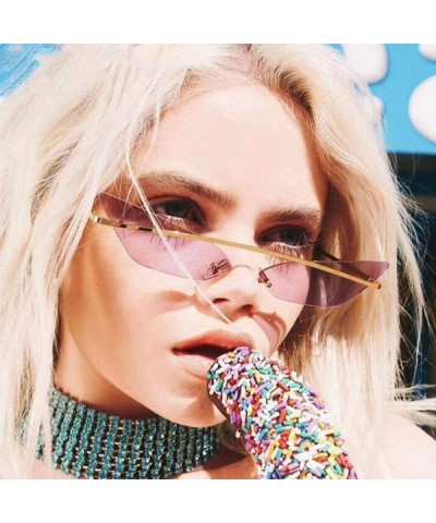 Aviator Small Cat Eye Sunglasses Women 2019 Fashion Shades UV400 Single Gold Purple - Blue Mirror - CL18YZXHH4Y $13.16