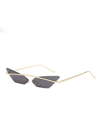 Aviator Small Cat Eye Sunglasses Women 2019 Fashion Shades UV400 Single Gold Purple - Blue Mirror - CL18YZXHH4Y $13.16