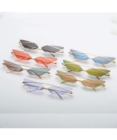 Aviator Small Cat Eye Sunglasses Women 2019 Fashion Shades UV400 Single Gold Purple - Blue Mirror - CL18YZXHH4Y $13.16