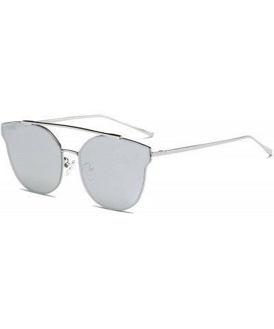 Square Stylish Sunglasses for Men Women 100% UV protectionPolarized Sunglasses - Silver - CP18S9QHWUL $10.52
