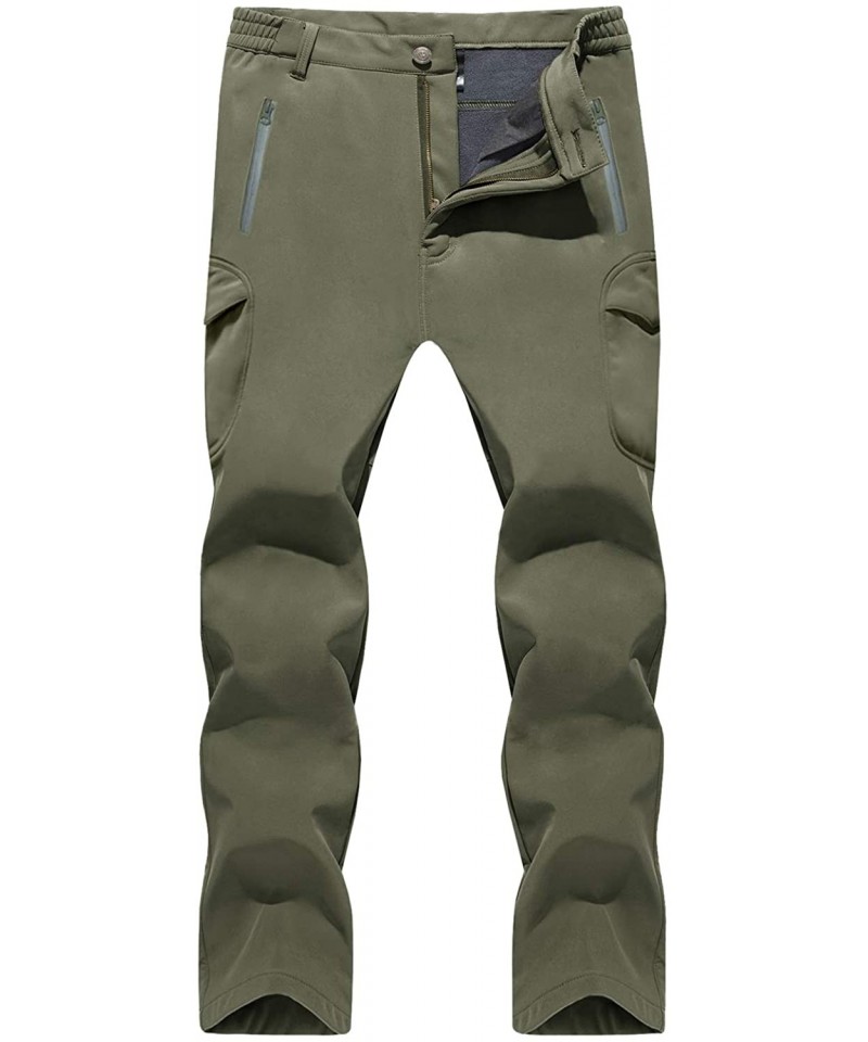 Sport Men's Ski Pants-Snow Ski Tactical Fleece Lining Softshell Winter Pants Trousers - Army Green - C212O5XJHJ5 $36.49