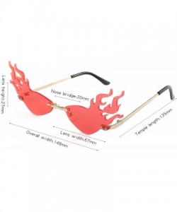 Round Fashion Flame Sunglasses for Small Face Women Rimless Wave Sun Glasses For Men Eyewear Luxury Trending Narrow - CE18AMU...