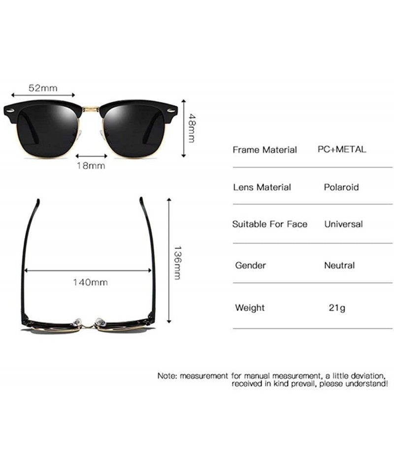 Polarized Pink Mirrored Sunglasses for Men Women,Classic Semi Rimless Frame  UV400 Protection Driving Sun Glasses