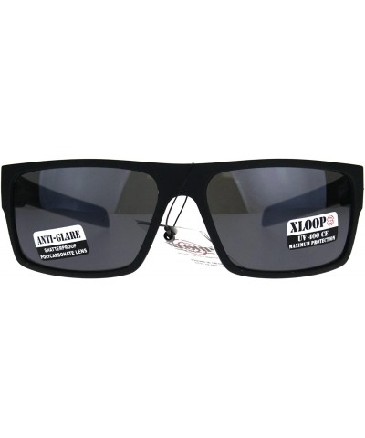 Rectangular Xloop Sunglasses Mens Rectangular Fashion Frame Anti-Glare Lens UV 400 - Matte Black - C2188T33YR7 $7.78