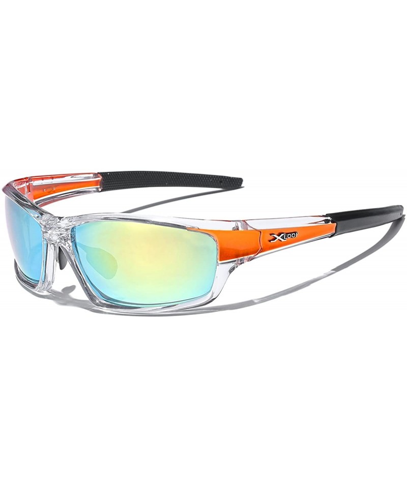 Wrap Wrap Around Cycling Ski Baseball Water Sports Sunglasses - Clear - Orange - Yellow Mirror - CX11OXKLDBF $7.26