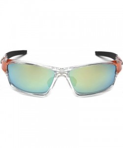 Wrap Wrap Around Cycling Ski Baseball Water Sports Sunglasses - Clear - Orange - Yellow Mirror - CX11OXKLDBF $7.26