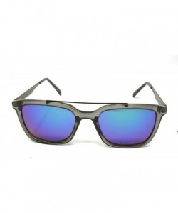 Sport Vintage Retro Top Crossbar Flat Lens - Medium Transparent Grey Gunmetal /Green Blue Mirror Lens - CW185G0KC5H $12.62