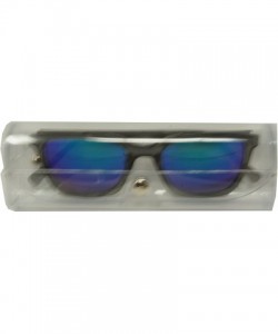 Sport Vintage Retro Top Crossbar Flat Lens - Medium Transparent Grey Gunmetal /Green Blue Mirror Lens - CW185G0KC5H $12.62