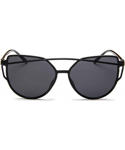 Rimless Fashion Cat Eye Mirrored Flat Lenses Sunglasses For Women - Black-black - C218SXE7CDI $9.36