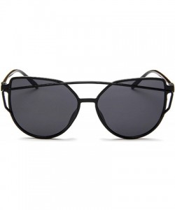 Rimless Fashion Cat Eye Mirrored Flat Lenses Sunglasses For Women - Black-black - C218SXE7CDI $9.36