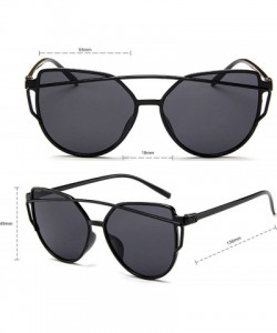 Rimless Fashion Cat Eye Mirrored Flat Lenses Sunglasses For Women - Black-black - C218SXE7CDI $9.36