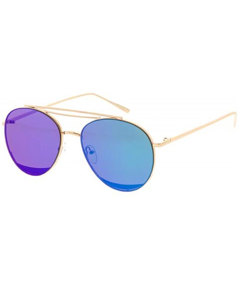 Round Heritage Modern"Bars" Wired Frame Sunglasses - Purple - CE18GYQ66XH $10.48