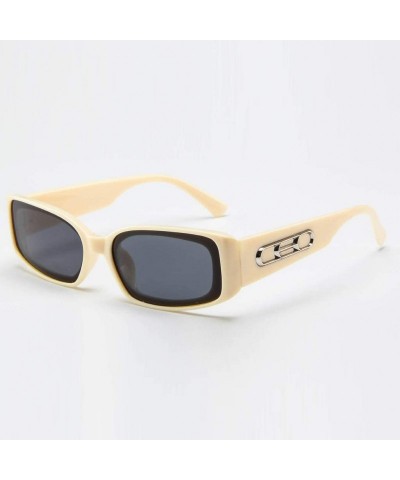 Square Unisex Rectangular Polarized Sunglasses for Women UV400 Protection Driving Eyewear - Beige - C018TY5QHKE $9.31