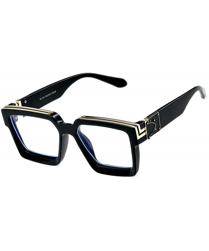 Trendy Cool Punk Hip Hop Square Sunglasses With Wide Temples For
