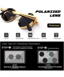 Round Polarized Sunglasses UV Protection-Retro Round Sunglasses for Women Men - Gold Frame/Black Gray Len - CO199MRHN2D $10.24