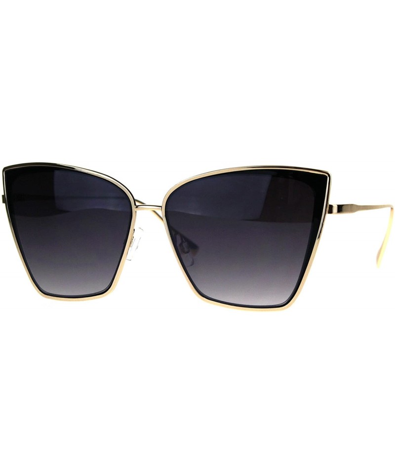 Butterfly Trendy Fashion Sunglasses Womens Square Butterfly Metal Frame UV 400 - Gold Black (Smoke) - CC189U4ELAS $14.04