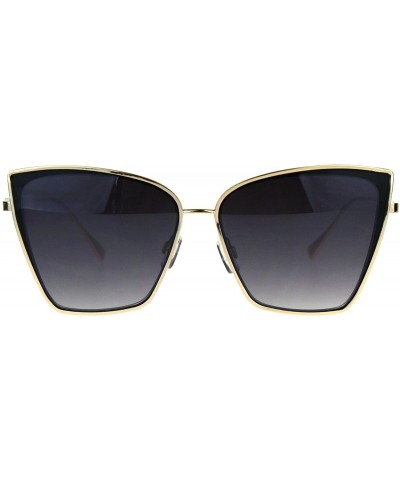 Butterfly Trendy Fashion Sunglasses Womens Square Butterfly Metal Frame UV 400 - Gold Black (Smoke) - CC189U4ELAS $14.04