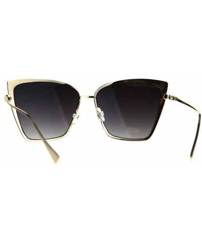 Butterfly Trendy Fashion Sunglasses Womens Square Butterfly Metal Frame UV 400 - Gold Black (Smoke) - CC189U4ELAS $14.04