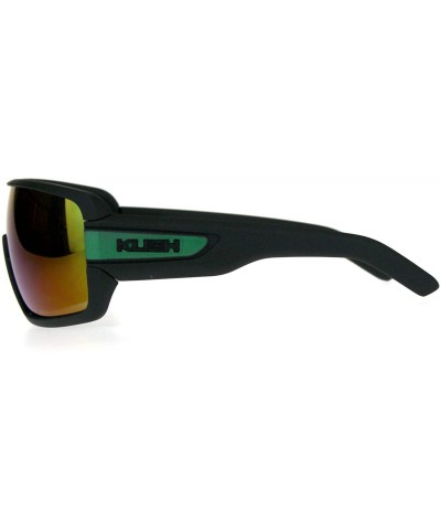 Sport Mens Kush Robotic Shield Color Mirror Plastic Oversize Sunglasses - Teal Green - CB180TC0L6Y $13.68