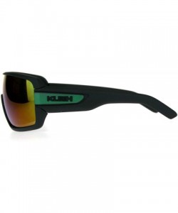 Sport Mens Kush Robotic Shield Color Mirror Plastic Oversize Sunglasses - Teal Green - CB180TC0L6Y $13.68