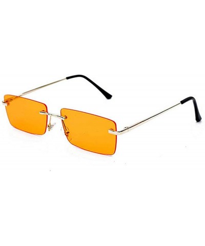 Rimless Fashion Women Small Rectangle Sunglasses Frameless Candy Color Ultralight Rimless Ocean Sun Glasses - Orang C2 - C018...