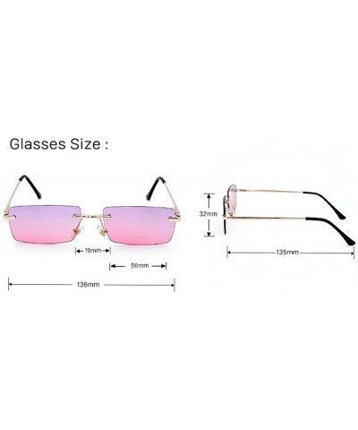 Rimless Fashion Women Small Rectangle Sunglasses Frameless Candy Color Ultralight Rimless Ocean Sun Glasses - Orang C2 - C018...