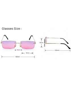 Rimless Fashion Women Small Rectangle Sunglasses Frameless Candy Color Ultralight Rimless Ocean Sun Glasses - Orang C2 - C018...