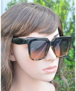 Oversized Retro Oversized Luxury Fashion Square Sunglasses with Flat Lens for Women - Black Tortoise + Blue Pink - C7195I5YKC...