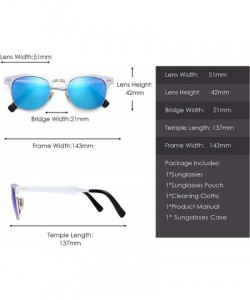 Square Vintage Polarized Sunglasses for Women Men Semi Rimless Metal Shades - Silver / Polarized Blue - CS18M673NW6 $11.70