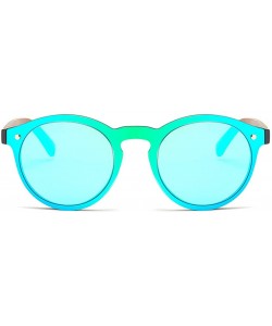 Round Mens Wood Sunglasses Mirror Women Sun Glasses Round One Pieces Lens Eyewear 2019 - Green Mirror - CJ18ILETISL $12.85