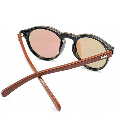 Round Mens Wood Sunglasses Mirror Women Sun Glasses Round One Pieces Lens Eyewear 2019 - Green Mirror - CJ18ILETISL $12.85