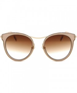 Round Gold-plated Womens Sunglasses Cat Eye Mirrored Metal Frame Flat Lenses - E - CS182IO5DT9 $15.59